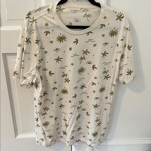 Old Navy Cream T-Shirt with Green Tropical Print